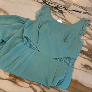 BCBGMaxAzria Karey Aqua Gown with Lace Details